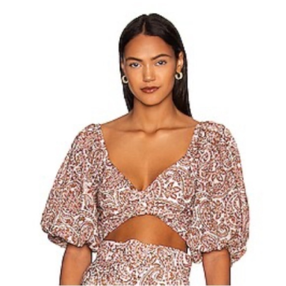 Revolve x Mink Pink Jedda Crop Blouse in Paisley, New with Tags - Picture 1 of 9